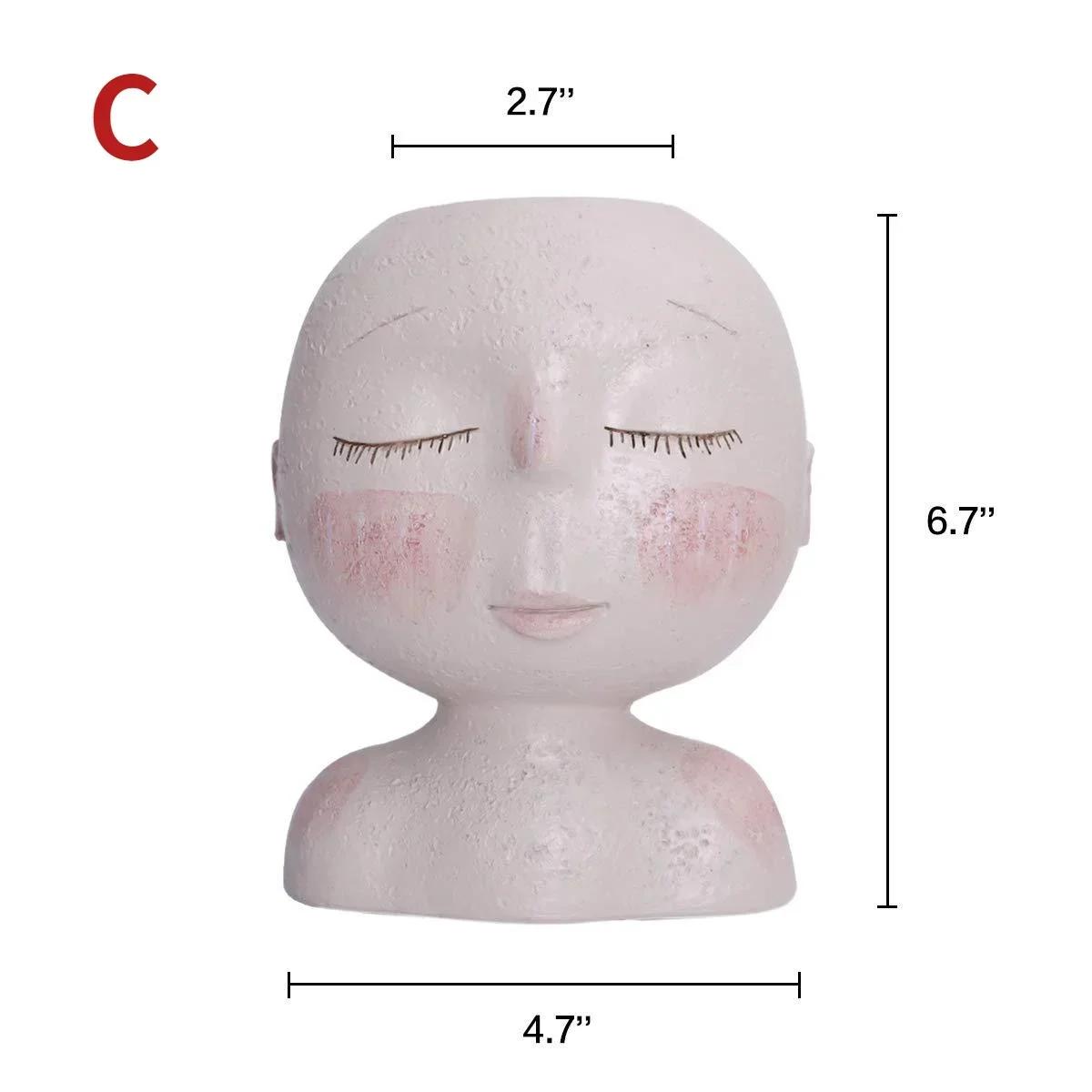 Креативне обличчя Квітковий горщик Головна кашпо Горщик для сукулентів Мистецька статуя Скульптура Декоративні прикраси в горщику Ваза C
Креативне обличчя Квітковий горщик Головна кашпо Горщик для сукулентів Мистецька статуя Скульптура Декоративні прикраси в горщику Ваза C