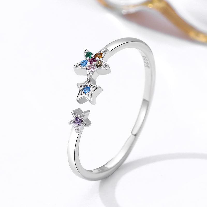 Sterling Silver s925 Star Ring with Colorful Zircon - Exquisite Five-Pointed Star Design Adjustable Open
Sterling Silver s925 Star Ring with Colorful Zircon - Exquisite Five-Pointed Star Design Adjustable Open