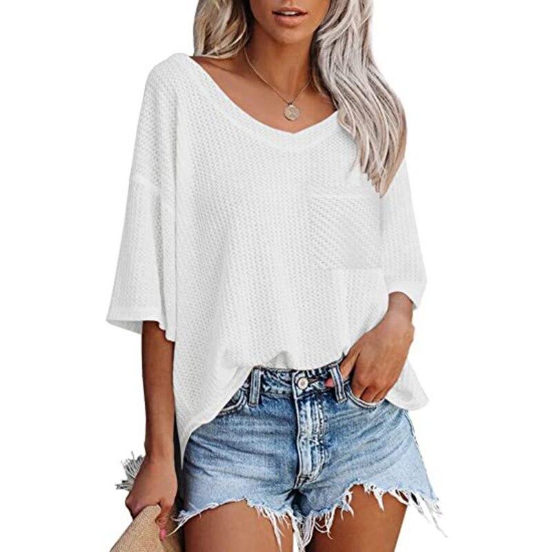 Повседневная футболка с коротким рукавом, свободная футболка, летняя женская футболка с V-образным вырезом, однотонная рубашка, уличная женская одежда 26321 XXL белый
Повседневная футболка с коротким рукавом, свободная футболка, летняя женская футболка с V-образным вырезом, однотонная рубашка, уличная женская одежда 26321 XXL белый