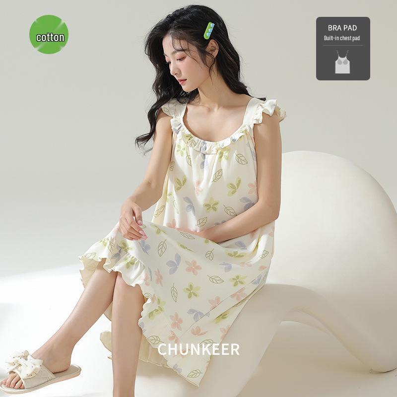 Korean Style Women s Cotton Nightgown with Chest Pad - Cute, Thin, and Casual Summer Sling Pajamas Medium
Korean Style Women s Cotton Nightgown with Chest Pad - Cute, Thin, and Casual Summer Sling Pajamas Medium