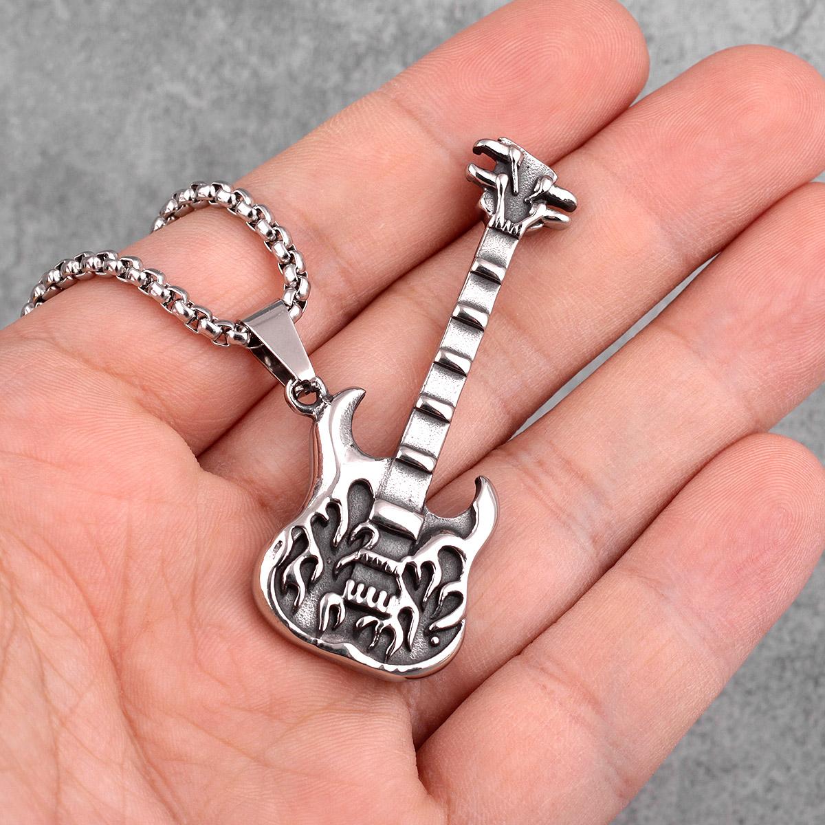Hell Guitar Rock Long Men Necklaces Pendants Chain Punk for Boyfriend Male Stainless Steel Jewelry Creativity Gift Wholesale Without Chain
Hell Guitar Rock Long Men Necklaces Pendants Chain Punk for Boyfriend Male Stainless Steel Jewelry Creativity Gift Wholesale Without Chain