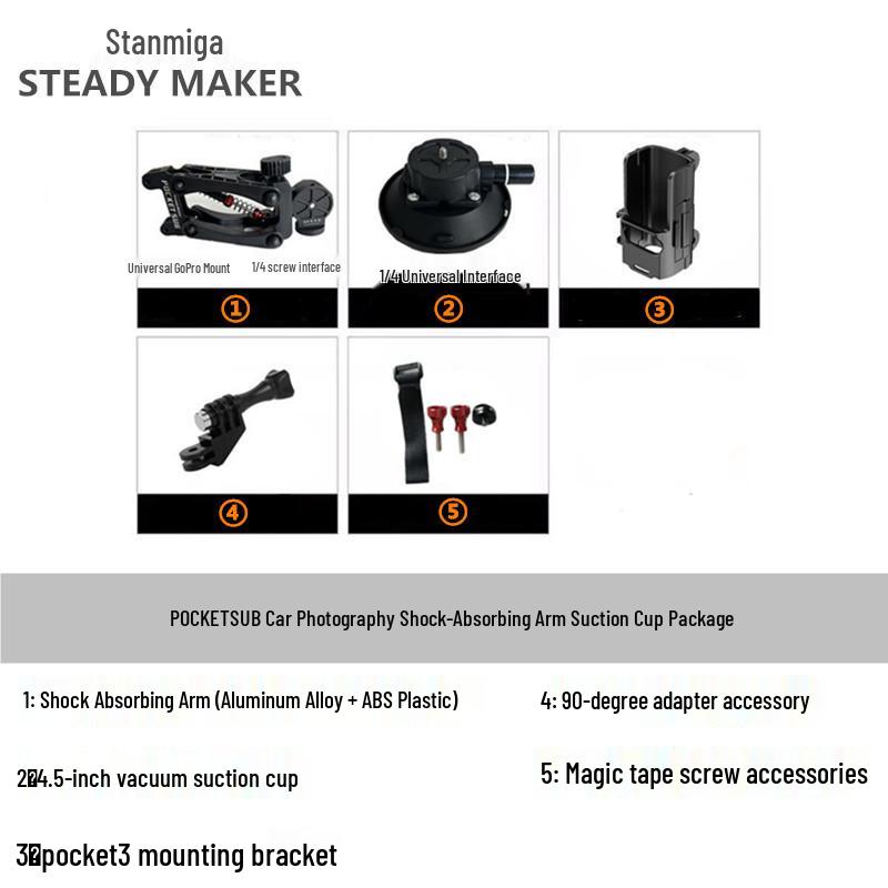 Stanmeiga Pocket 3 Car Arm Shock Absorber & 360 Gimbal for X4 Action Camera
Stanmeiga Pocket 3 Car Arm Shock Absorber & 360 Gimbal for X4 Action Camera