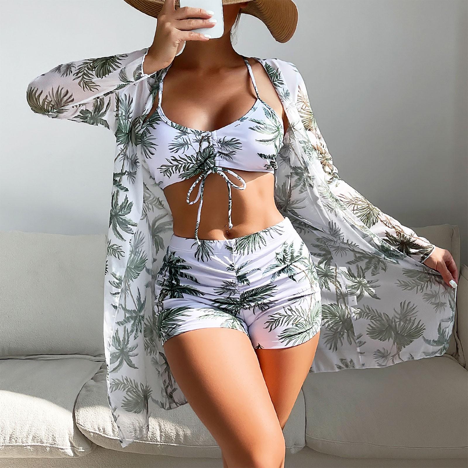 Three Piece Womens Swimsuit Set Geometric Print Long Sleeve Cover Up Crop Top and High Waist Shorts Swimwear Outfit L білий
Three Piece Womens Swimsuit Set Geometric Print Long Sleeve Cover Up Crop Top and High Waist Shorts Swimwear Outfit L білий