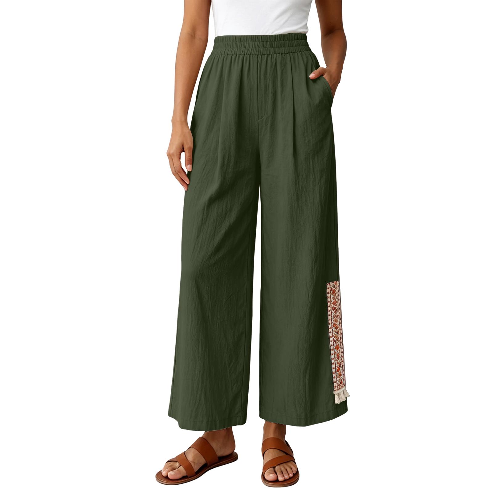 Women s Wide Leg Elastic Waist Pants with Side Printed Panel Loose Fit Lightweight Trousers for Casual Wear S зелёный
Women s Wide Leg Elastic Waist Pants with Side Printed Panel Loose Fit Lightweight Trousers for Casual Wear S зелёный