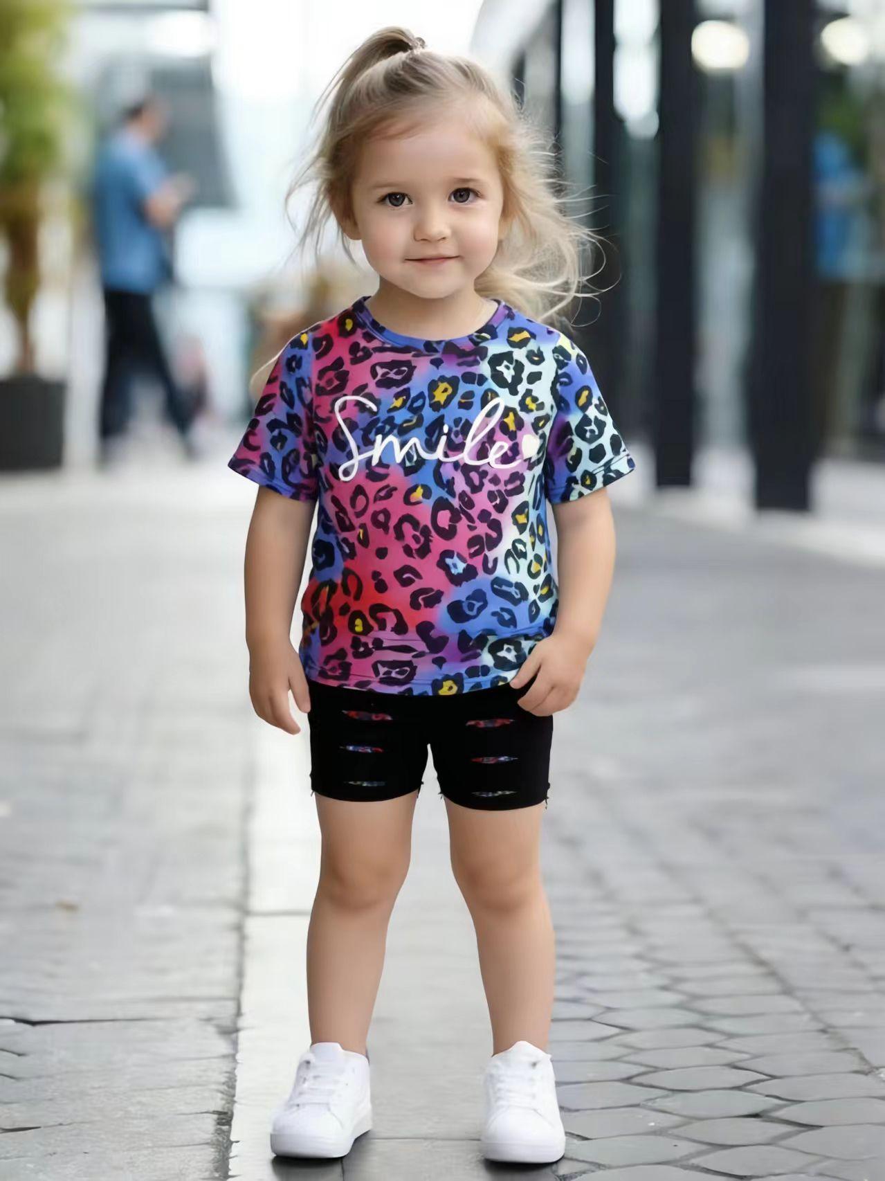 Toddler Girls Colorful Leopard Smile Print 2-Piece Outfit, Summer Casual Clothes for Kids, Perfect for Playwear & Outdoor 1-2Y синий
Toddler Girls Colorful Leopard Smile Print 2-Piece Outfit, Summer Casual Clothes for Kids, Perfect for Playwear & Outdoor 1-2Y синий
