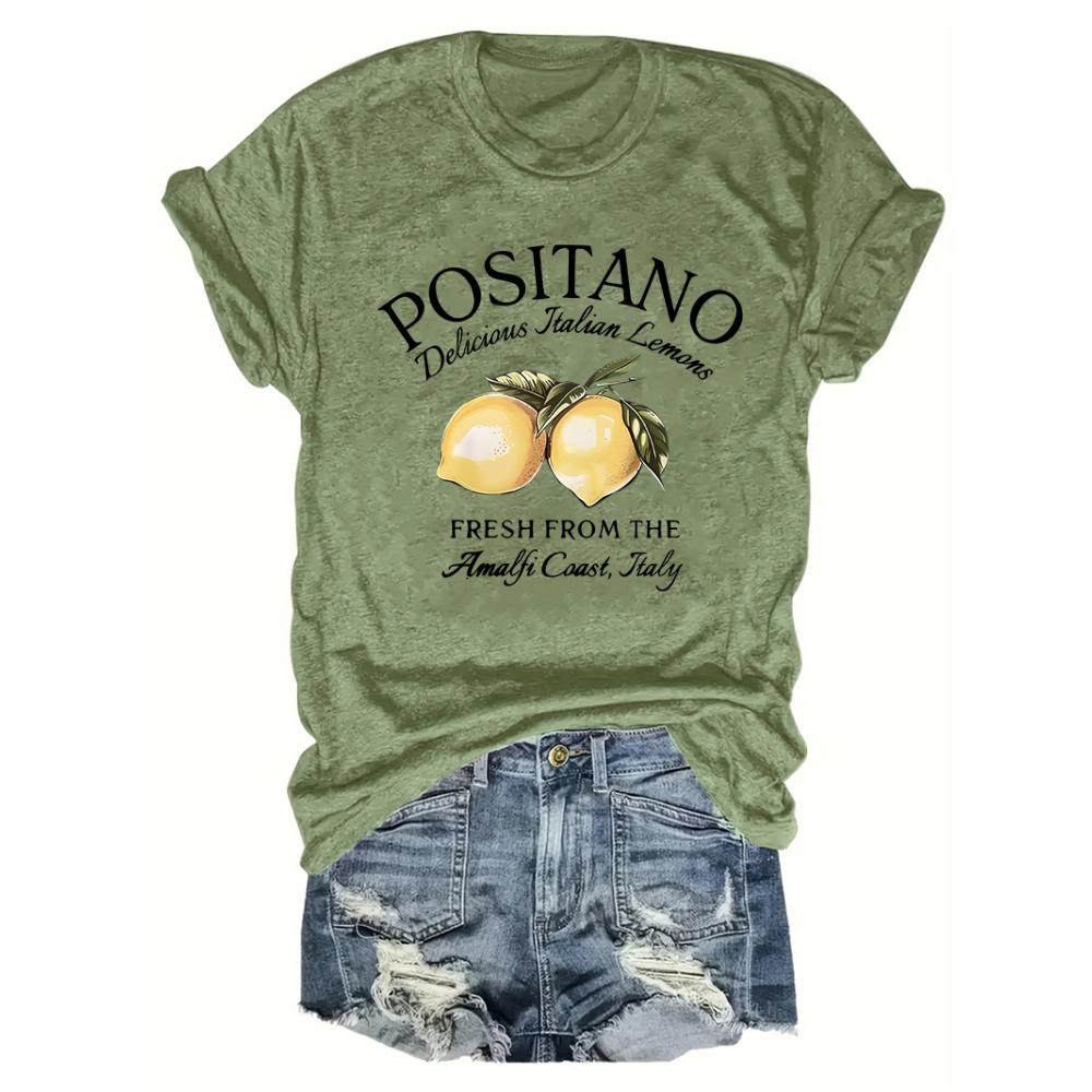 Positano Letter Lemon Graphic Printing Women s T-shirt Short-sleeved Round Neck Summer Casual Top Women s Clothes M
Positano Letter Lemon Graphic Printing Women s T-shirt Short-sleeved Round Neck Summer Casual Top Women s Clothes M