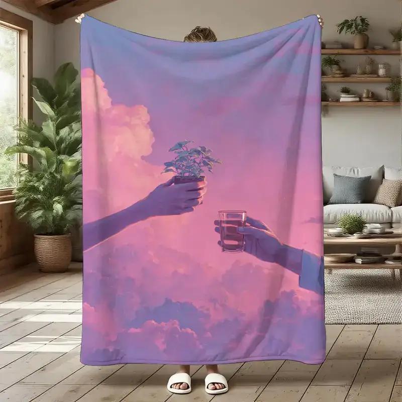 Pink Sky Clouds Fleece Blanket Hand Holding Plant and Glass Art Soft Cozy Throw Home Decor for Living Room or Bedroom Gift 70x100cm28x39in
Pink Sky Clouds Fleece Blanket Hand Holding Plant and Glass Art Soft Cozy Throw Home Decor for Living Room or Bedroom Gift 70x100cm28x39in