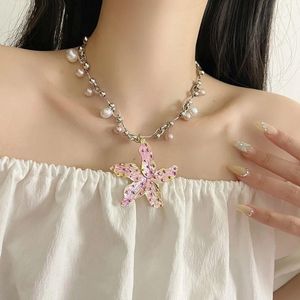 Imitation Pearl Starfish Pendant Necklace Exaggerate Clavicle Chain Trendy Pearls Necklace Girls Necklace
Imitation Pearl Starfish Pendant Necklace Exaggerate Clavicle Chain Trendy Pearls Necklace Girls Necklace