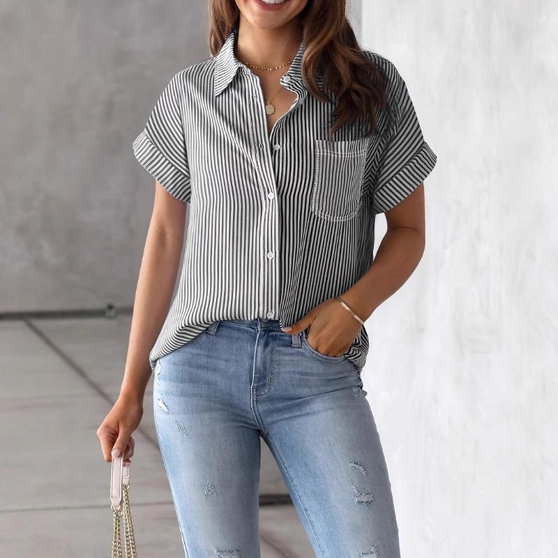 Women s Summer Striped T-shirt Top Loose Casual Short-sleeved Shirt S чорний
Women s Summer Striped T-shirt Top Loose Casual Short-sleeved Shirt S чорний