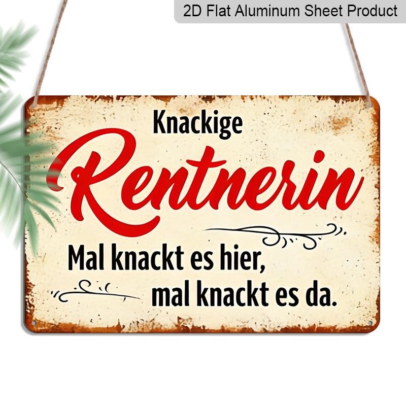 2D Flat 1pc Vintage German Metal Wall Sign Knackige Rentnerin (Clever Pensioner/Retired Lady) - 12 x8 Aluminium Retro German Text Plaque for Home 20*30cm
2D Flat 1pc Vintage German Metal Wall Sign Knackige Rentnerin (Clever Pensioner/Retired Lady) - 12 x8 Aluminium Retro German Text Plaque for Home 20*30cm