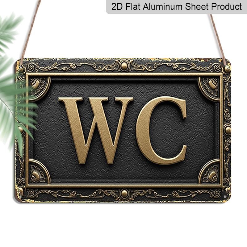 2D Flat, 1pc 1pcs Retro WC Wall Sign - Golden Lettering on Black Background, Aluminium Bathroom Sign Suitable for Farmhouse, Porch, Holiday Decor 20*30cm
2D Flat, 1pc 1pcs Retro WC Wall Sign - Golden Lettering on Black Background, Aluminium Bathroom Sign Suitable for Farmhouse, Porch, Holiday Decor 20*30cm