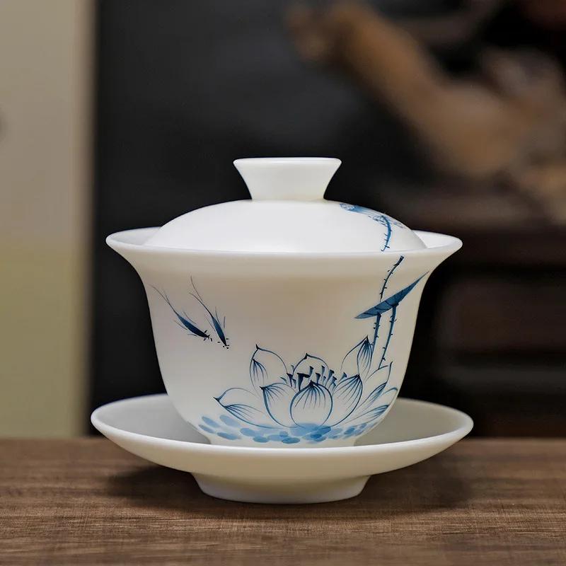 140ml Chinese handmade ceramic lid bowl velvet jade porcelain hand-painted flower tea bowl travel tea set 11xx9.5cm 140ml
140ml Chinese handmade ceramic lid bowl velvet jade porcelain hand-painted flower tea bowl travel tea set 11xx9.5cm 140ml