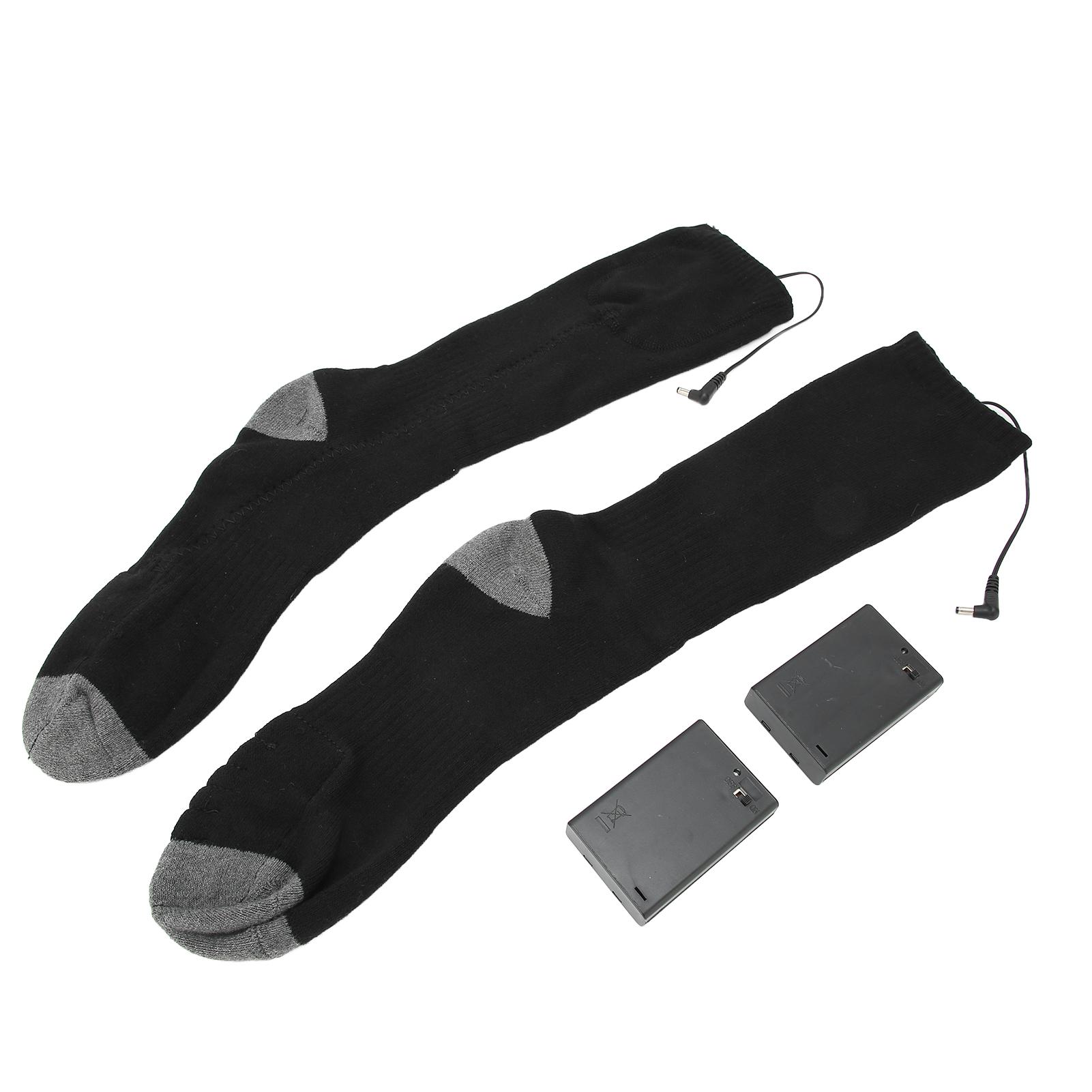 Носки с электроподогревом, утолщенные, хлопковые, моющиеся, односторонние, зимние, термоноски, черные