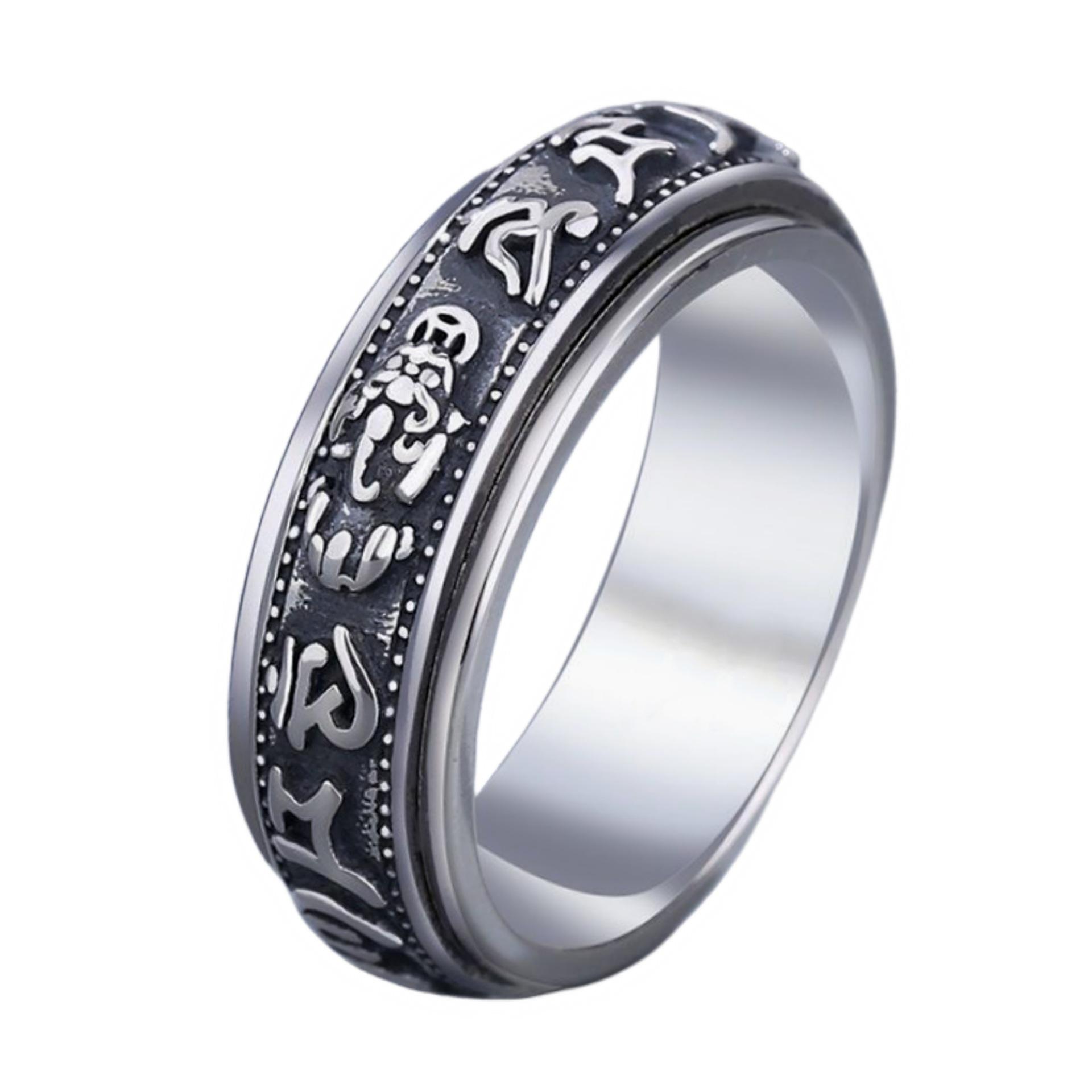 Domineering and Creative Silver Black Retro Six Character Words of Truth, Rotating Coins, Pixiu Rings, and Double Layered Rotating Rings
Domineering and Creative Silver Black Retro Six Character Words of Truth, Rotating Coins, Pixiu Rings, and Double Layered Rotating Rings