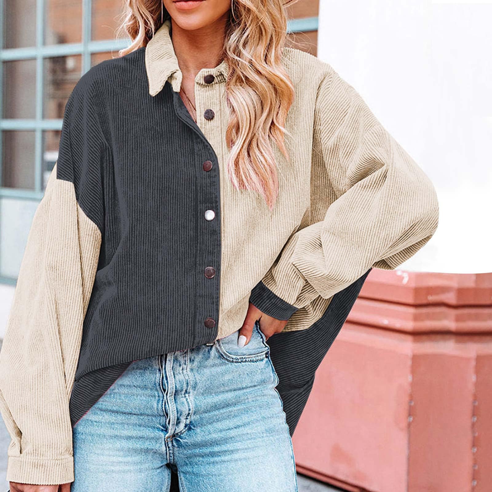 Women s Color Blocked Button Down Corduroy Shirt Long Sleeved Corduroy Jacket XL
Women s Color Blocked Button Down Corduroy Shirt Long Sleeved Corduroy Jacket XL
