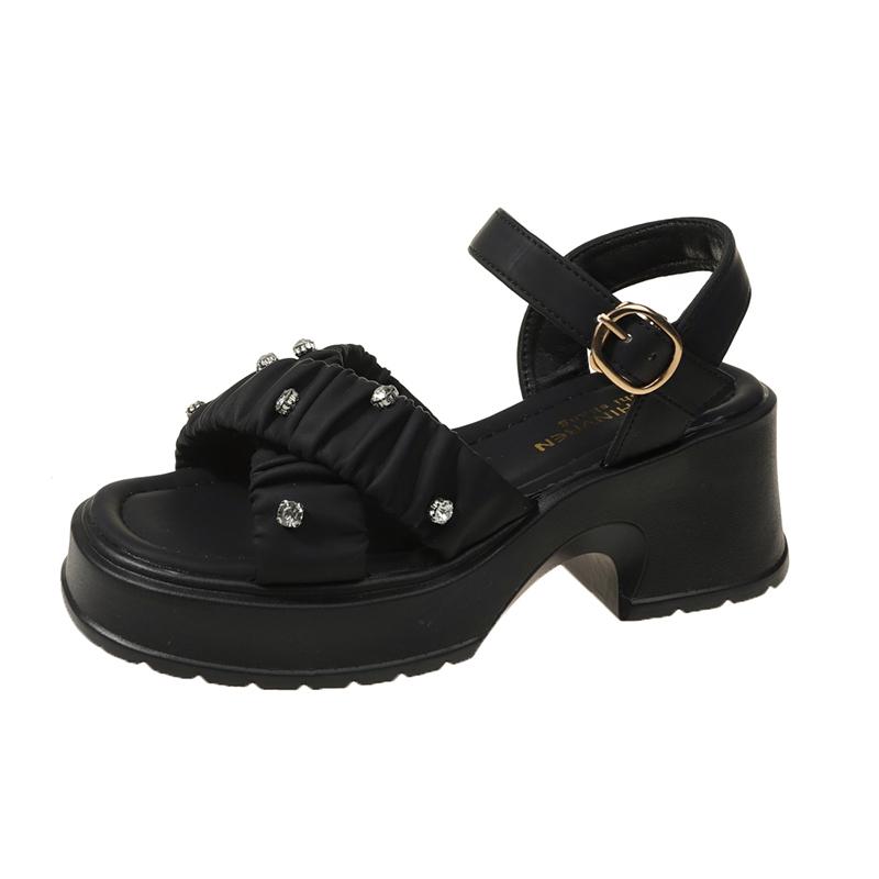 2024 Модные женские босоножки со стразами на высоком каблуке с открытым носком и пряжкой Летние повседневные пляжные босоножки Босоножки на платформе 40 чёрный
2024 Модные женские босоножки со стразами на высоком каблуке с открытым носком и пряжкой Летние повседневные пляжные босоножки Босоножки на платформе 40 чёрный