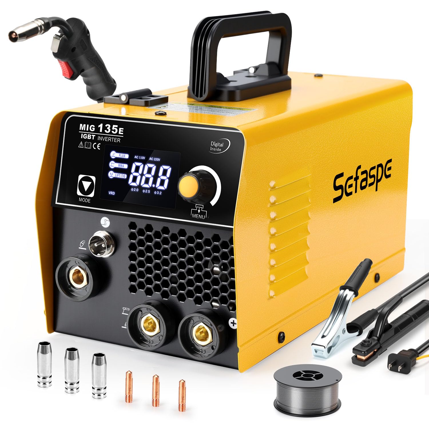 Sefaspe welding machine MIG135 welding 100V 200V compatible with for popular home welding machine Semi-automatic non-gas semi-automatic machine, жовтий
Sefaspe welding machine MIG135 welding 100V 200V compatible with for popular home welding machine Semi-automatic non-gas semi-automatic machine, жовтий