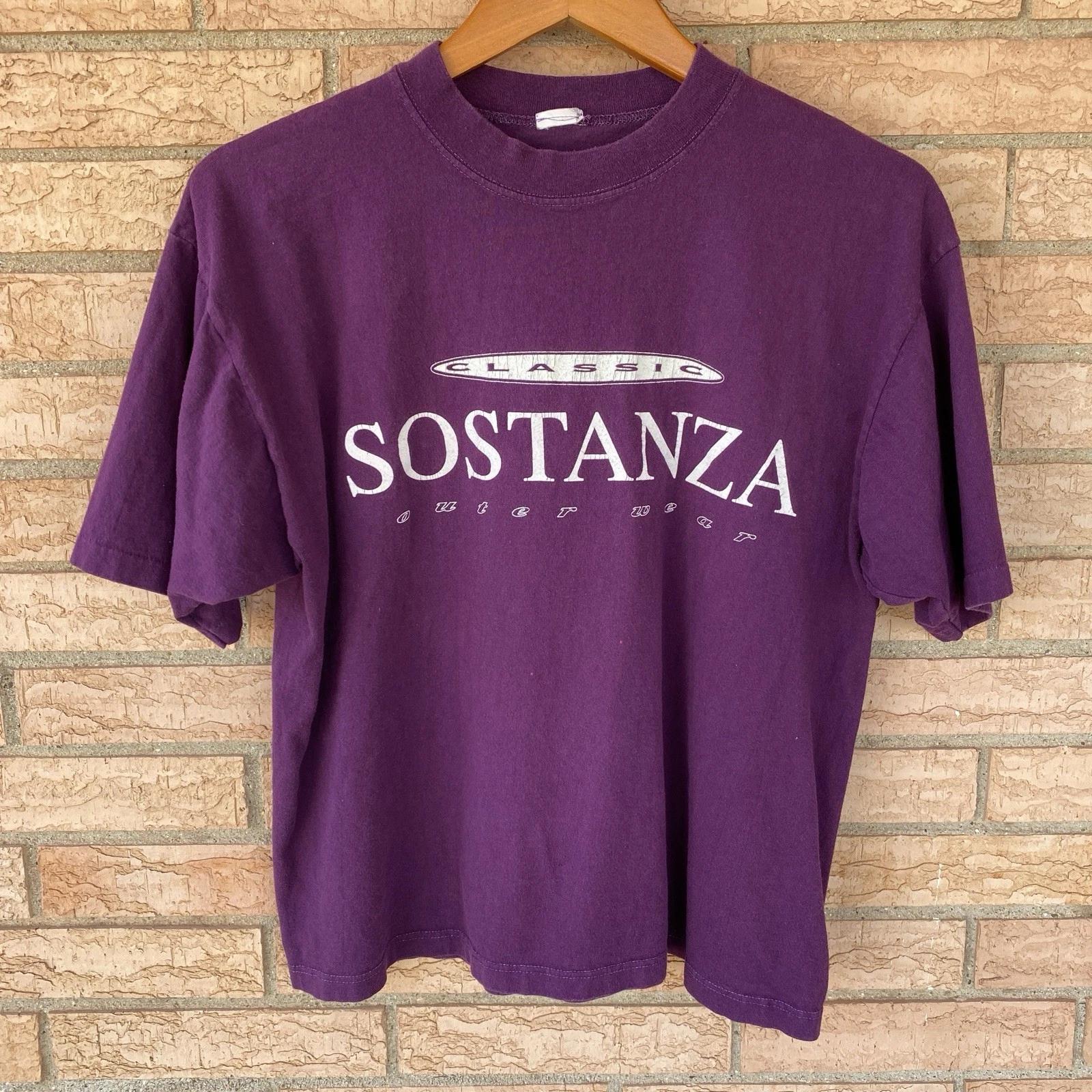 80s 90s Sostanza Outer Wear crop short t-shirt purple logo single stitch size L 3XL
80s 90s Sostanza Outer Wear crop short t-shirt purple logo single stitch size L 3XL