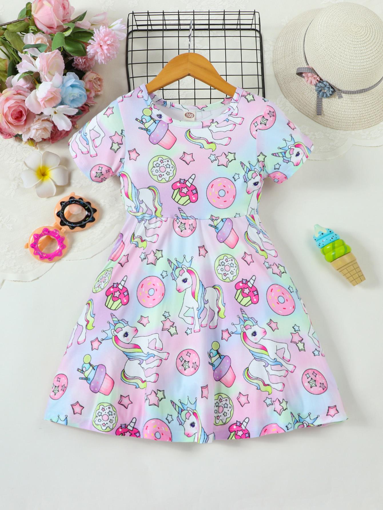 Girls cartoon animal print short-sleeved round-neck dress suitable for ages 2-7 130 рожевий/селеста кольору
Girls cartoon animal print short-sleeved round-neck dress suitable for ages 2-7 130 рожевий/селеста кольору