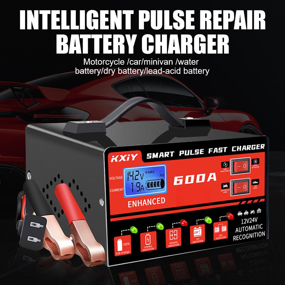 Car Battery Charger Intelligent Pulse Repair 12V 24V 600A Automatic Stop Voltage Temperature Detection Digital LCD Display Overvoltage Protection Yellow US plug
Car Battery Charger Intelligent Pulse Repair 12V 24V 600A Automatic Stop Voltage Temperature Detection Digital LCD Display Overvoltage Protection Yellow US plug
