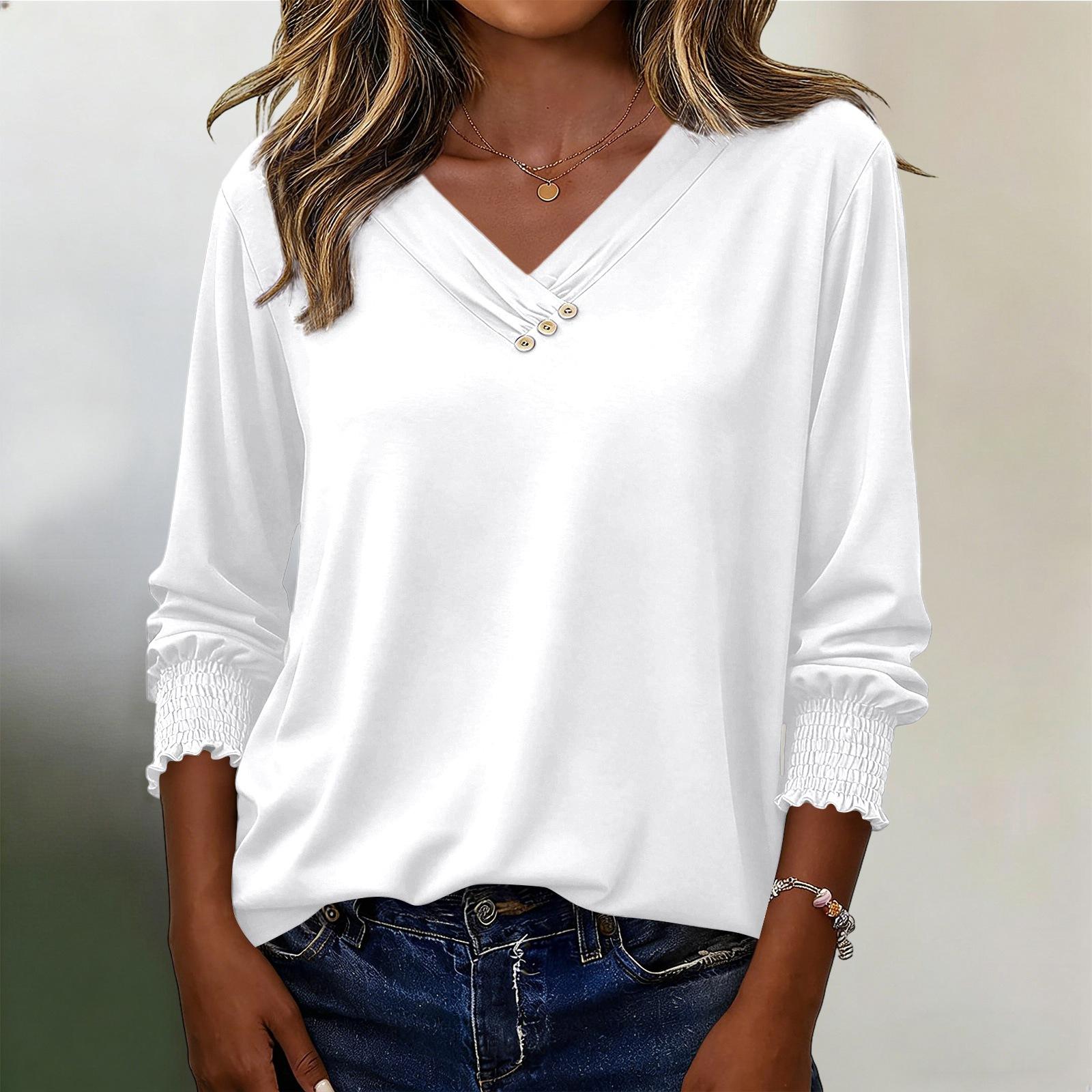 Women s Fashionable Loose-Fit V-Neck Three-Quarter Sleeve Casual T-Shirt Top L білий
Women s Fashionable Loose-Fit V-Neck Three-Quarter Sleeve Casual T-Shirt Top L білий