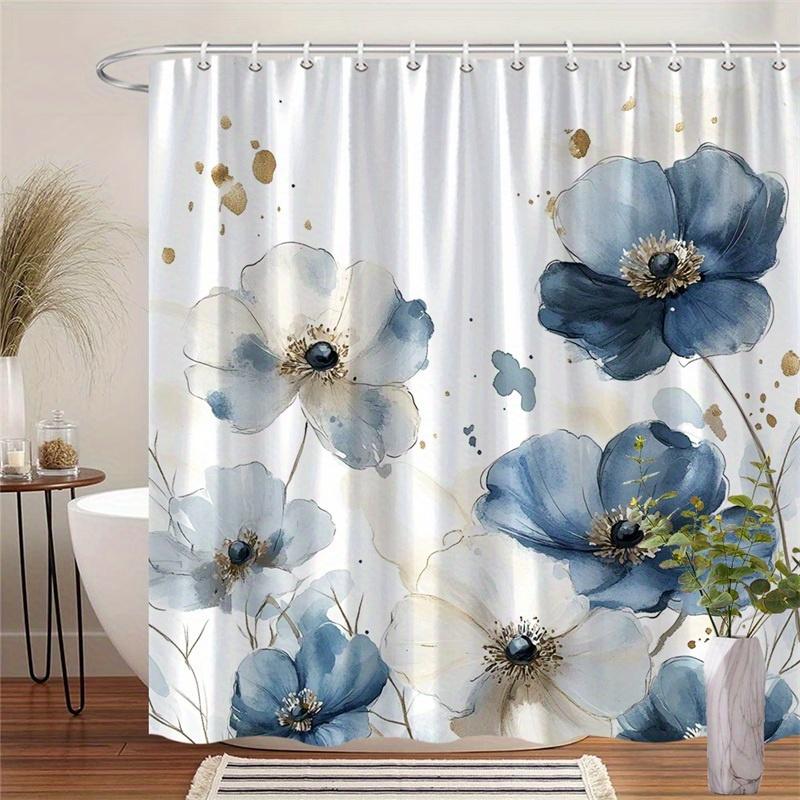 1 Elegant Floral Shower Curtain - Navy And White Floral Pattern With Gold Speckles, Machine Washable Polyester For Bathroom W60H190(CM)-1 Pcs
1 Elegant Floral Shower Curtain - Navy And White Floral Pattern With Gold Speckles, Machine Washable Polyester For Bathroom W60H190(CM)-1 Pcs
