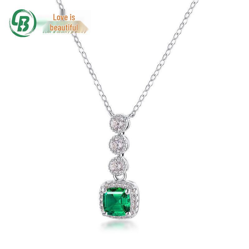 S925 Silver Necklace with Cultured Emerald Pendant - Vintage Style, Elegant Clavicle Chain 925 Silver
S925 Silver Necklace with Cultured Emerald Pendant - Vintage Style, Elegant Clavicle Chain 925 Silver