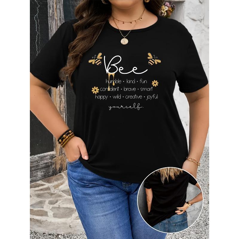 Women s Plus Size Bee Positive Affirmation Graphic T-Shirt - Soft Stretch Casual Short Sleeve Round Neck Top with Inspirational Letter Print 4XL чорний
Women s Plus Size Bee Positive Affirmation Graphic T-Shirt - Soft Stretch Casual Short Sleeve Round Neck Top with Inspirational Letter Print 4XL чорний