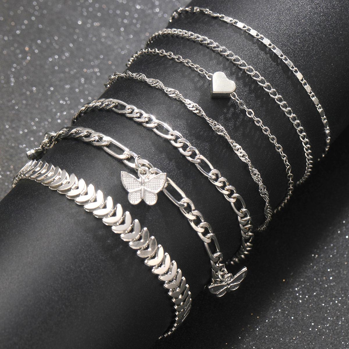 7Pcs Fashion Thick Chain Link Bracelets Set For Women Silver Color Butterfly Heart Metal Snake Chain Twist Bracelet Punk Jewelry
7Pcs Fashion Thick Chain Link Bracelets Set For Women Silver Color Butterfly Heart Metal Snake Chain Twist Bracelet Punk Jewelry