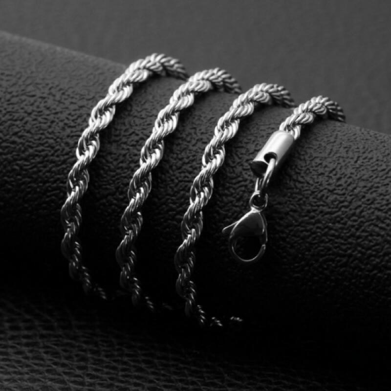 Surgical Steel Twisted Rope Chain Necklace (4mm) Width 4mm + length 55cm(o)
Surgical Steel Twisted Rope Chain Necklace (4mm) Width 4mm + length 55cm(o)