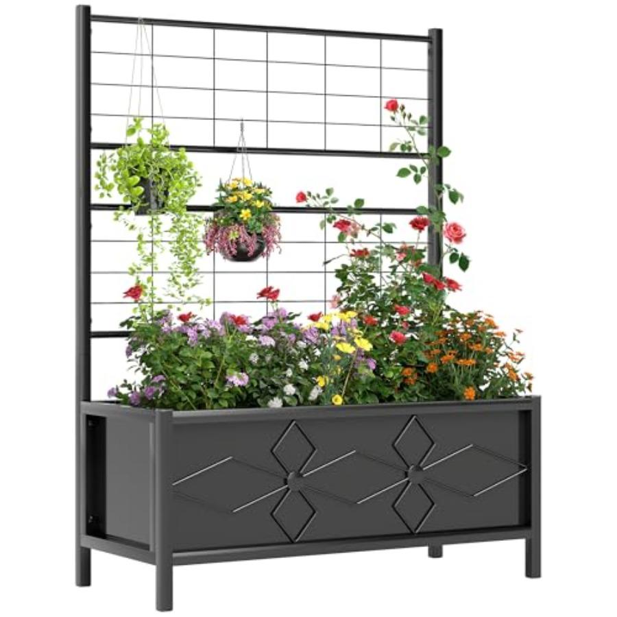 Raised Garden Bed with Trellis 35.4 x 15.7 x 47.2 inch Planter Box for Outdoor Plants Vegetables Flowers Herbs Black with Drain United States
Raised Garden Bed with Trellis 35.4 x 15.7 x 47.2 inch Planter Box for Outdoor Plants Vegetables Flowers Herbs Black with Drain United States