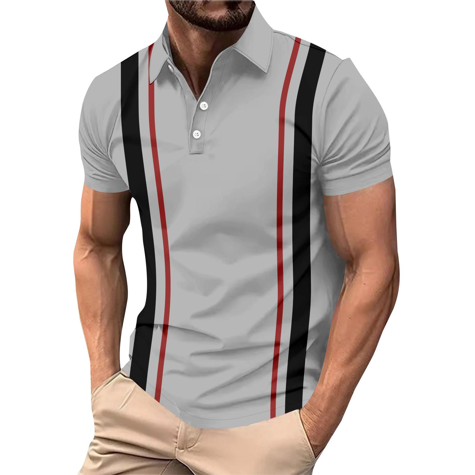 Striped Print Summer Short Sleeved Lapel Button Men s Casual Top S
Striped Print Summer Short Sleeved Lapel Button Men s Casual Top S