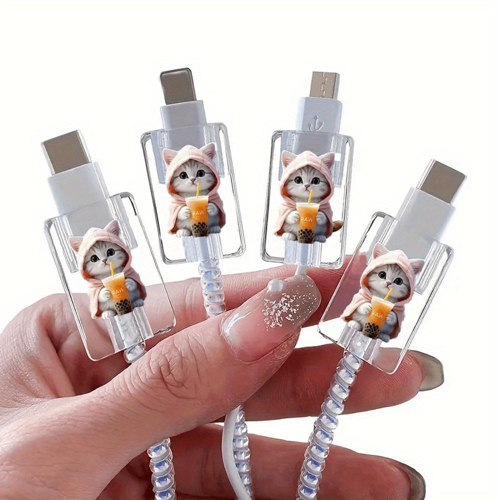 4pcs of Cute Cartoon Cat Data Cable Protectors, Damage-Resistant, Type-C Phone Cable Protectors, Beautiful And Durable
4pcs of Cute Cartoon Cat Data Cable Protectors, Damage-Resistant, Type-C Phone Cable Protectors, Beautiful And Durable
