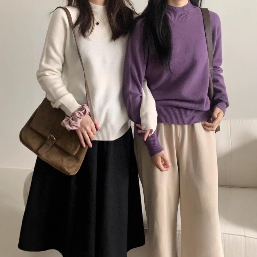 New Korean Style Semi-High Neck All Wool Knitted Sweater - Soft, Seamless, 100% Pure Wool Base Layer Large
New Korean Style Semi-High Neck All Wool Knitted Sweater - Soft, Seamless, 100% Pure Wool Base Layer Large