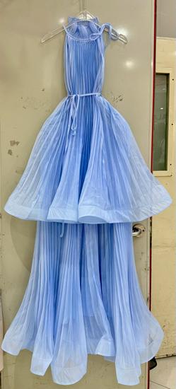European & American Layered Pleated Cake Skirt Dress with Waist-Cinching Belt M синий
European & American Layered Pleated Cake Skirt Dress with Waist-Cinching Belt M синий