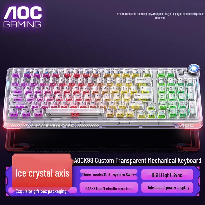 AOCK98 Transparent Tri-Mode Custom RGB Mechanical Keyboard
AOCK98 Transparent Tri-Mode Custom RGB Mechanical Keyboard