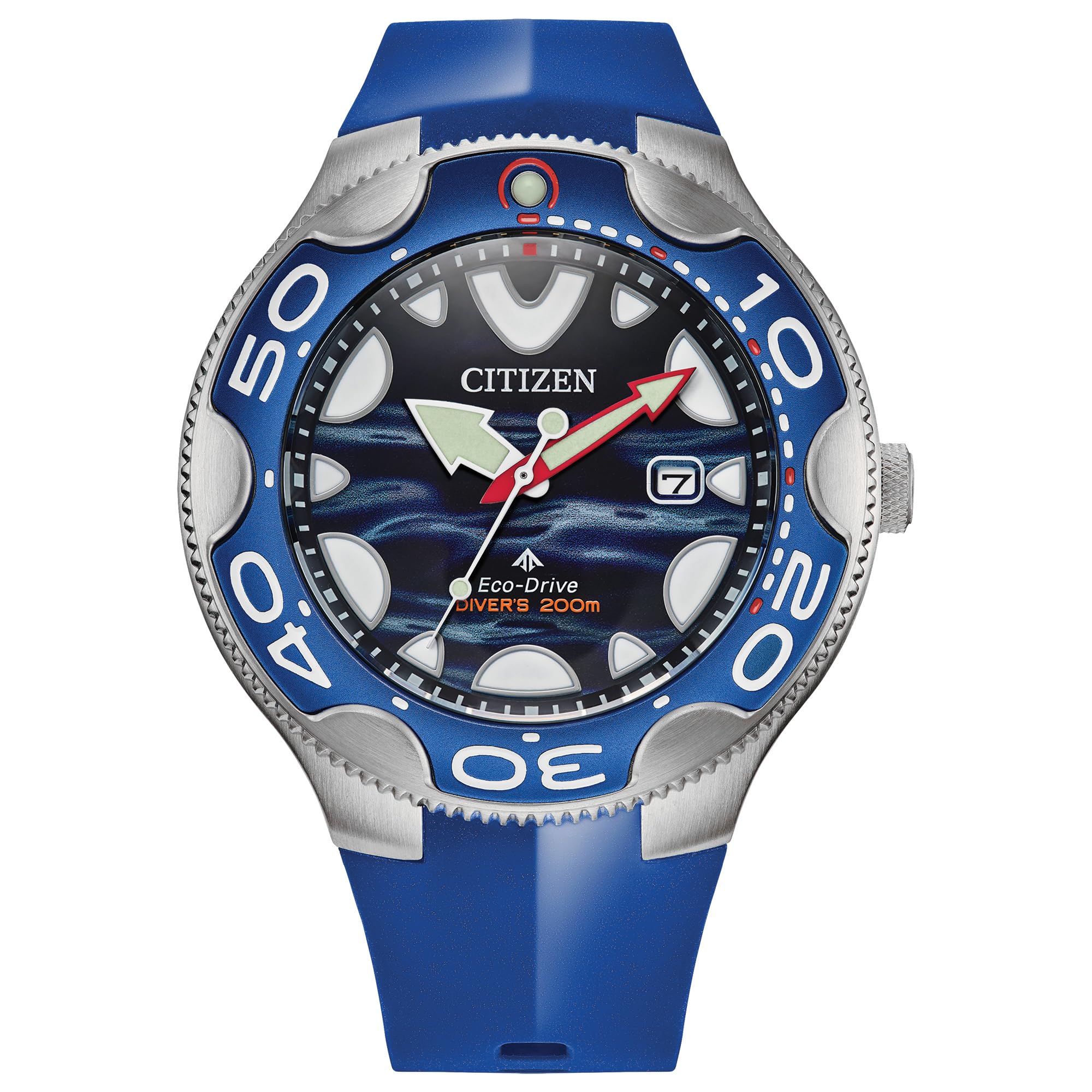 Citizen Promaster Dive Orca Stainless Steel Light Polyurethane 3 ISO Compliant Eco-Drive Watch, Case, Blue, Strap, Hands, (Model BN0238-02L)
Citizen Promaster Dive Orca Stainless Steel Light Polyurethane 3 ISO Compliant Eco-Drive Watch, Case, Blue, Strap, Hands, (Model BN0238-02L)