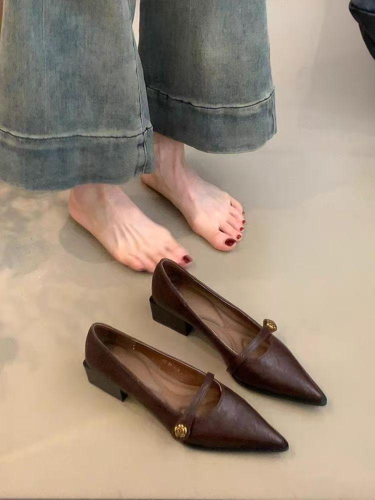 Pointed single shoes women s 2025 new spring camellia brown retro thick medium heel small inner height increase Mary Jane 35
Pointed single shoes women s 2025 new spring camellia brown retro thick medium heel small inner height increase Mary Jane 35
