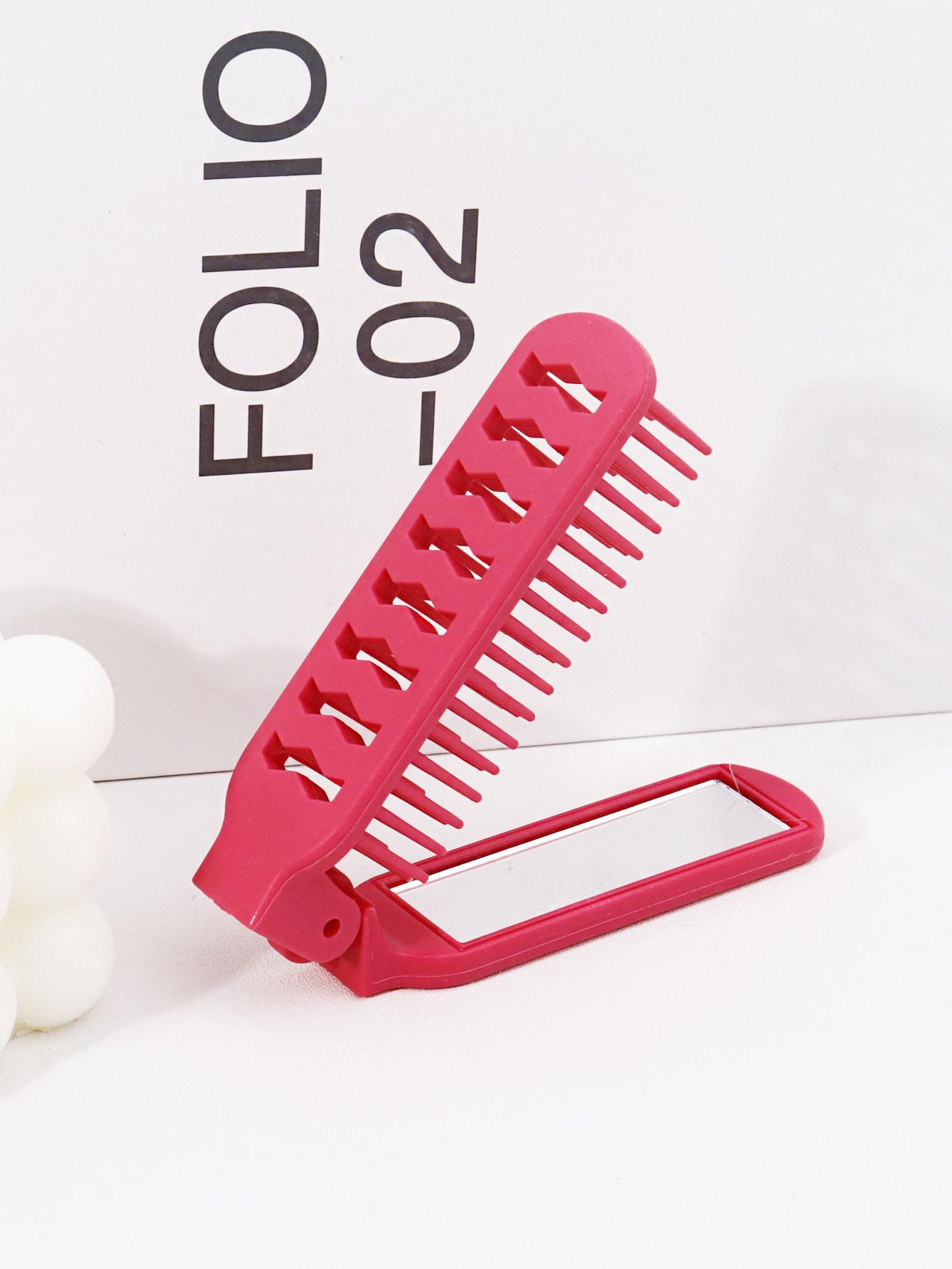 1pc portable folding mini makeup mirror, built-in comb, hollow design breathable comb, travel essentials
1pc portable folding mini makeup mirror, built-in comb, hollow design breathable comb, travel essentials