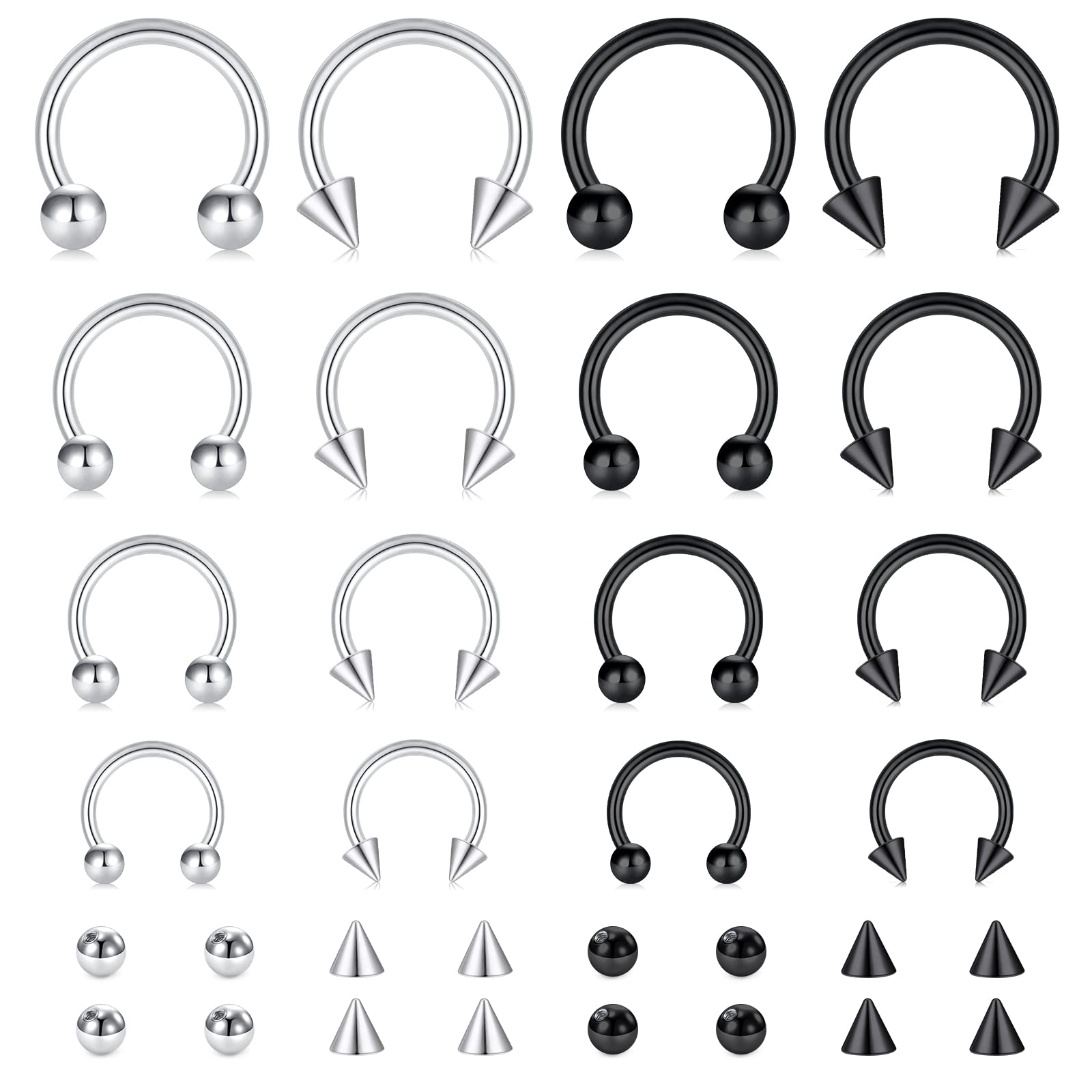 4Pcs/32pcs 16G Septum Nose Rings Stainless Steel Hoop Horseshoe Piercing Jewelry Tragus Cartilage Earrings for Women Men 6-12mm
4Pcs/32pcs 16G Septum Nose Rings Stainless Steel Hoop Horseshoe Piercing Jewelry Tragus Cartilage Earrings for Women Men 6-12mm