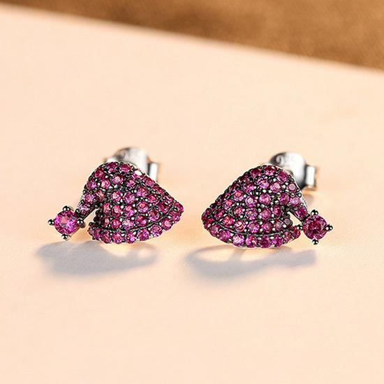 PAG&MAG 925 Sterling Silver Pink Zircon Christmas Hat Earrings - Korean Style Studs
PAG&MAG 925 Sterling Silver Pink Zircon Christmas Hat Earrings - Korean Style Studs