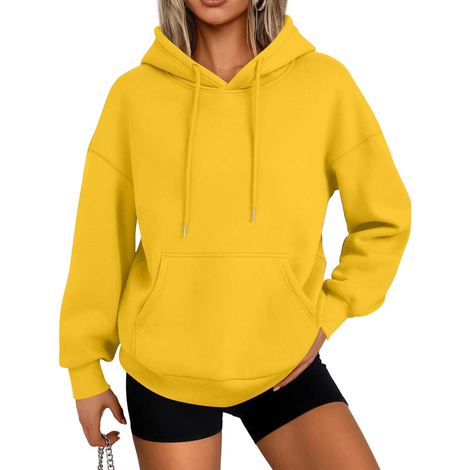 Женская модная повседневная толстовка с капюшоном, однотонная, с карманом, с длинным рукавом XXL жёлтый
Женская модная повседневная толстовка с капюшоном, однотонная, с карманом, с длинным рукавом XXL жёлтый