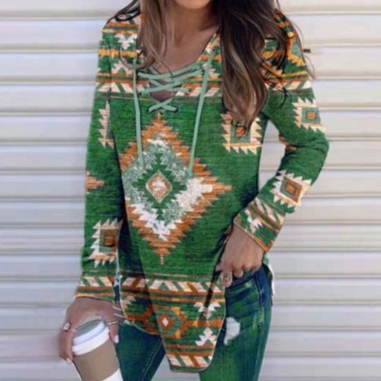 Женская рубашка в стиле пэчворк с V-образным вырезом и шнуровкой, весенние топы
Женская рубашка в стиле пэчворк с V-образным вырезом и шнуровкой, весенние топы