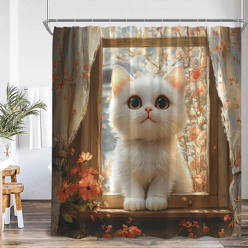 Cute Cat Shower Curtain Pink Cherry Floral Tree Asian Oriental Watercolor Flower Funny Animal Green Grass Bathroom Curtain Decor W60H190(CM)-1 Pcs
Cute Cat Shower Curtain Pink Cherry Floral Tree Asian Oriental Watercolor Flower Funny Animal Green Grass Bathroom Curtain Decor W60H190(CM)-1 Pcs