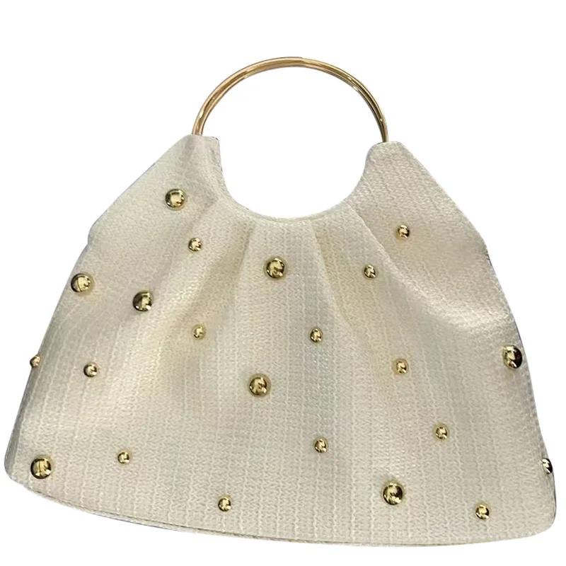 Summer New Beaded Straw Handbag Circle Handle Clutch Bohemian Style Beach Vacation Tote Bag Elegant Evening Bag Women s Purse білий
Summer New Beaded Straw Handbag Circle Handle Clutch Bohemian Style Beach Vacation Tote Bag Elegant Evening Bag Women s Purse білий
