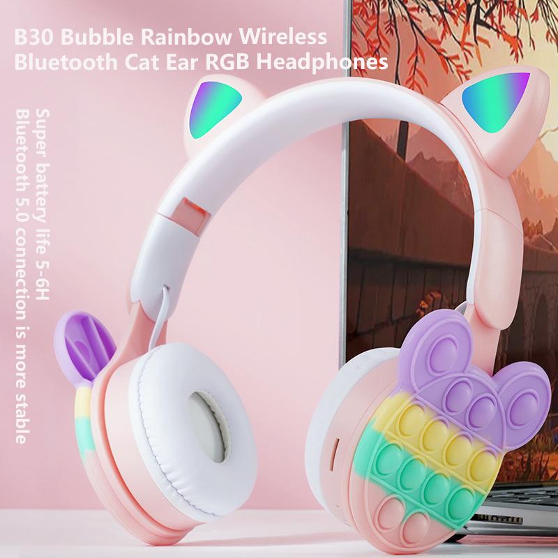 New Cartoon Bubble Rainbow Decompression Wireless Bluetooth Cat Ear RGB Headset with Mic Children s Headphones Support TF Card розовый
New Cartoon Bubble Rainbow Decompression Wireless Bluetooth Cat Ear RGB Headset with Mic Children s Headphones Support TF Card розовый