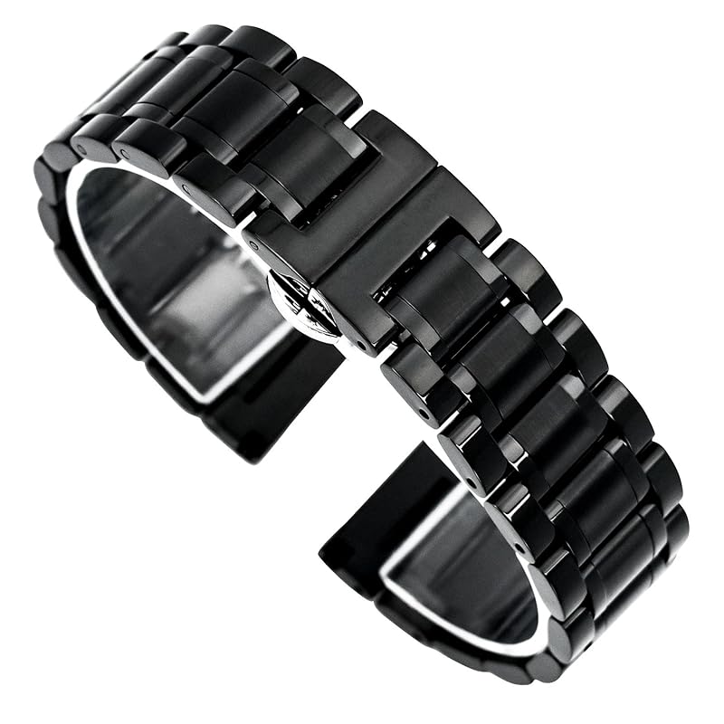 Thong Chamae watch strap stainless silver black double door push D buckle Direct control metal watch band (20mm, black)
Thong Chamae watch strap stainless silver black double door push D buckle Direct control metal watch band (20mm, black)