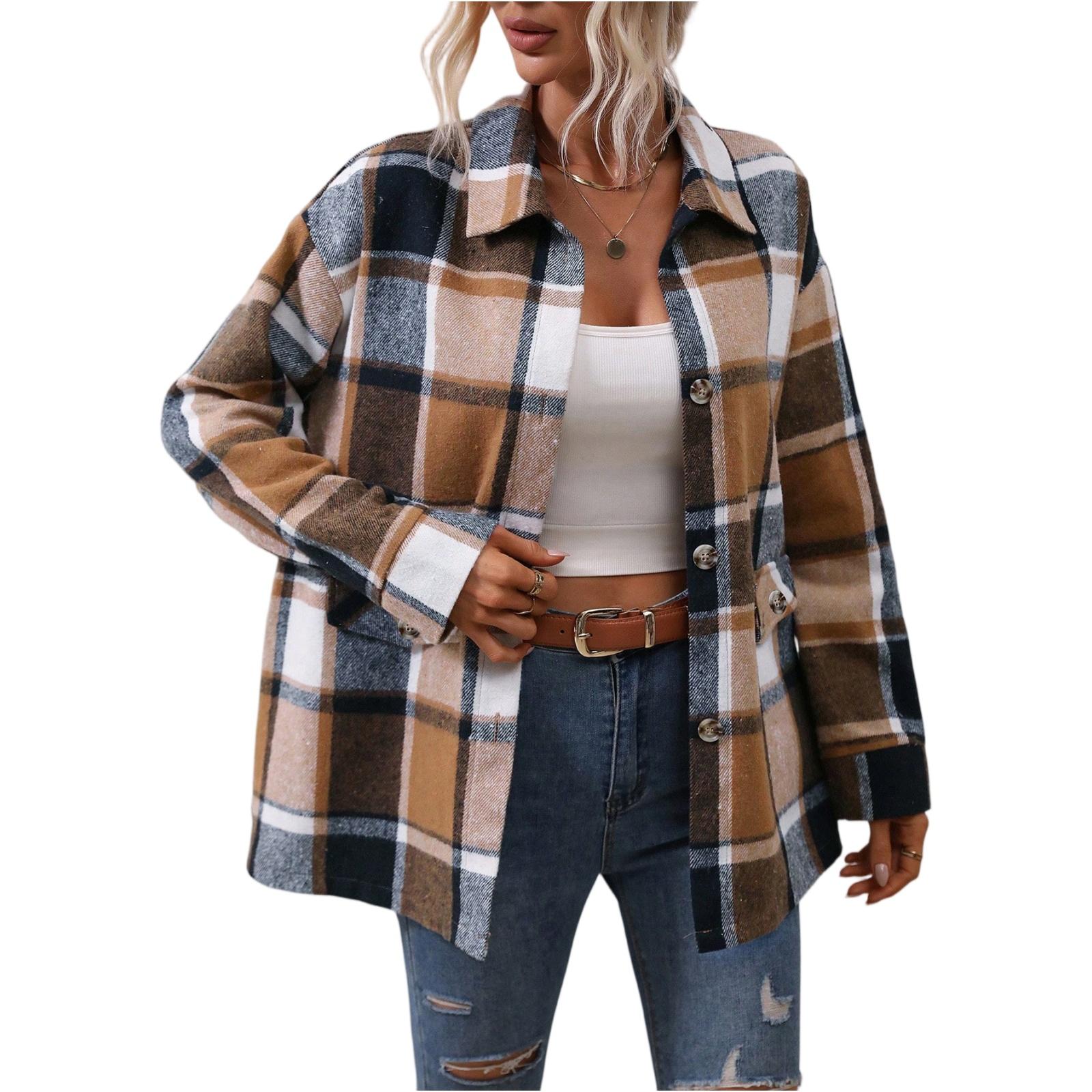 Women s Casual Fashion Woolen Plaid Long Sleeve Cardigan Jacket Top L кофейный
Women s Casual Fashion Woolen Plaid Long Sleeve Cardigan Jacket Top L кофейный