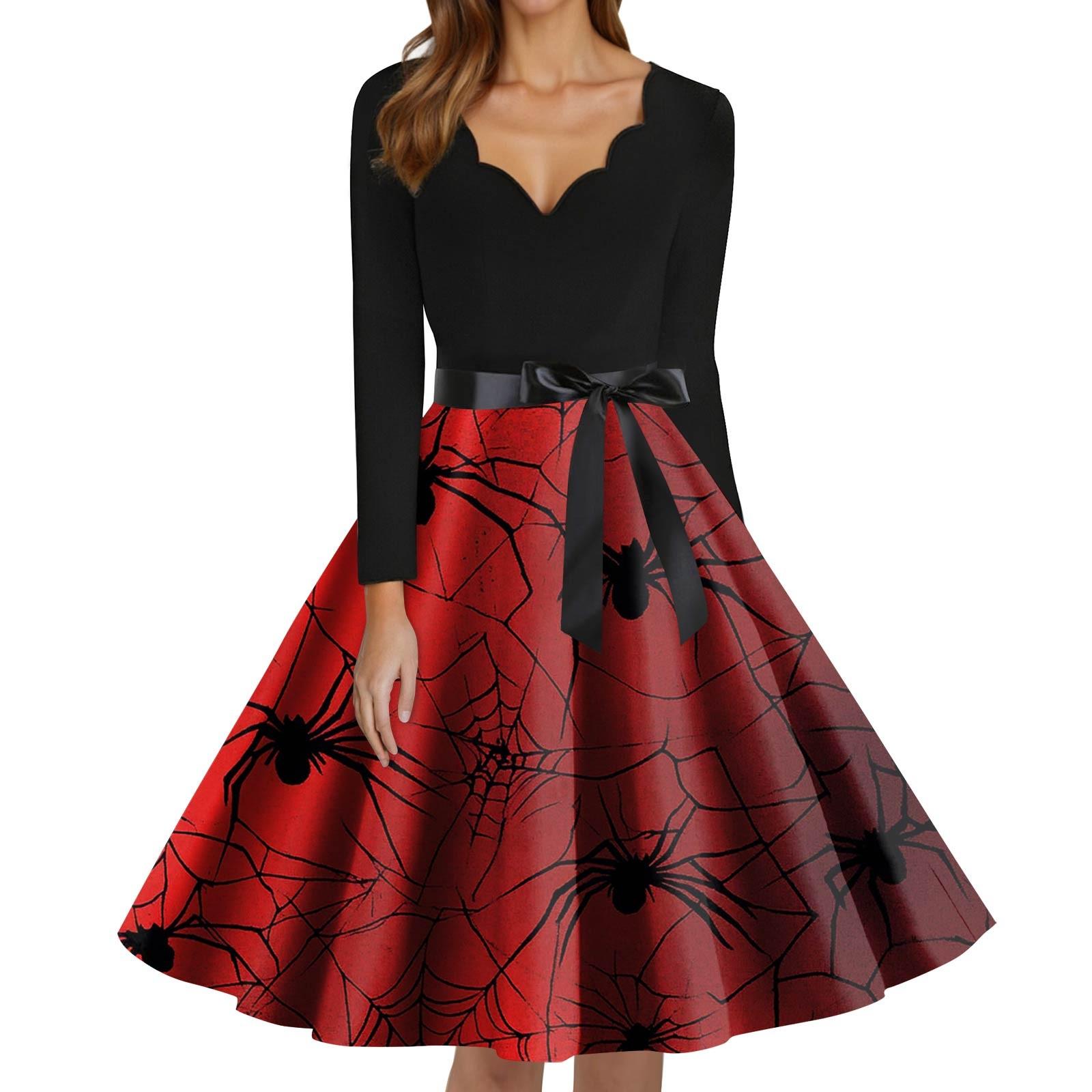 Женское модное платье с V-образным вырезом, повседневное, облегающего кроя, с принтом на Хэллоуин, с длинным рукавом XL красный
Женское модное платье с V-образным вырезом, повседневное, облегающего кроя, с принтом на Хэллоуин, с длинным рукавом XL красный