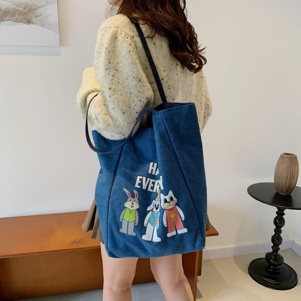 Cartoon Animal Denim Blue Handbag Lightweight Women Canvas Bag Double-sided Tote Bag Shopping світло-синій колір
Cartoon Animal Denim Blue Handbag Lightweight Women Canvas Bag Double-sided Tote Bag Shopping світло-синій колір